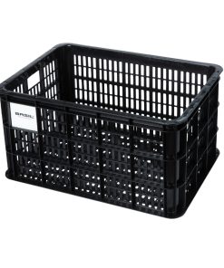 Panier - Caisse Plastique Recycle Basil Noir 40L Avant-Arriere (49X36X27Cm) (Possibilite de Fixer Avec Ref 150413)