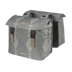 Sacoche Arriere Velo Double Basil Elegance 40L Taupe Fixation Velcros Sur Porte Bagage (49X36X8 Cm)