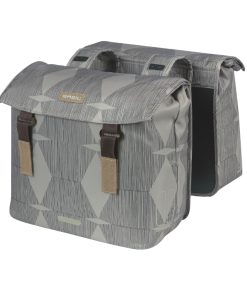 Sacoche Arriere Velo Double Basil Elegance 40L Taupe Fixation Velcros Sur Porte Bagage (49X36X8 Cm)