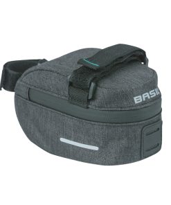 Sacoche de Selle Velo Basil Discovery 0.5L Gris-Noir Fixation Sangles Sur Chariot de Selle Polyester Impermeable Avec Housse Anti-Pluie