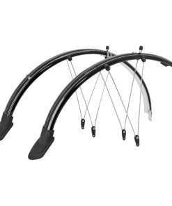 Garde Boue City-VTC Tringles 28"-700X35 Gravity Trekking Plastic Noir Incassable Largeur 60mm (Paire) - Reprends Sa Forme Initiale Apres Deformation
