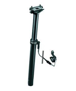 Tige de Selle VTT Telescopique Switch Alu Noir Diam. 27,2 L390mm (Reglage Par Cable Externe 0-125mm) Fixation Cintre Guidon