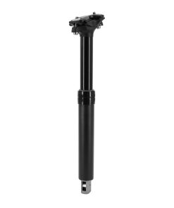 Tige de Selle VTT Telescopique Dropper Air - Huile Alu Noir Diam. 27.2 L356mm (Reglage Par Cable Interne Debattement 100mm) Manette Commande Au Cintre Guidon