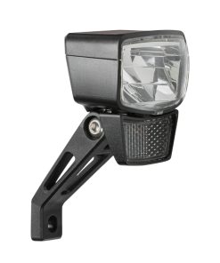 Eclairage Velo Pour Moyeu Dynamo Avant Sur Fourche Axa Nxt 60 Lux Noir Bouton Switch On-Off - Pour Voir A 70M et Visible A 4Kms - Eclairage A L'Arret 4Mn