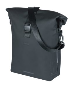 Sacoche Arriere Sac A Dos Velo Laterale Basil Soho 17L Noir Fixation Porte Bagage Avec Systeme Mik Studs (31X16X37Cm) Avec Eclairage Led