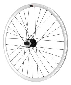 Roue Route - Fixie Patin Gravity Argent Arriere Double Filetage Avec Pignon 16 Dents Avec Ecrous Jante 17C Profil 28mm