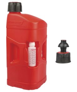 Jerrycan-Bidon Polisport Prooctane 20 L Rouge (Avec Bouchon de Remplissage Rapide) et Bidon 250 ml (Doseur Huile)