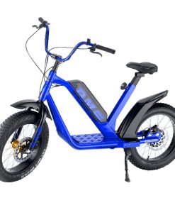 Draisienne Électrique RMS E-Drais Max Bleu Foncé RAL 5005 Moteur 350 W Homologué NF EN 14764 (Garde-Boue en Option) (Dim. 1,65 x 0,83 x 1,18 m) – Made in France