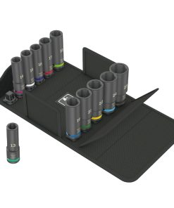 Douille Pour Cle A Choc Wera 8790 Impaktor Deep 1-2 Chrome Moly Noir Mat (Longueur 83 mm) (Set 11 Pieces) -Marque Allemande Pour Les Ateliers-