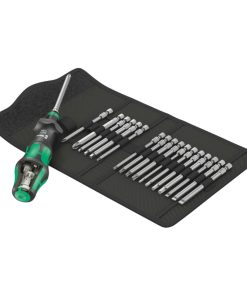 Tournevis Porte Embout Wera Kompakt Turbo 1-4 Avec Embout Vissage Noir-Vert (Mandrin A Serrage Rapide) (Set 19 Pieces) -Marque Allemande Pour Les Ateliers-