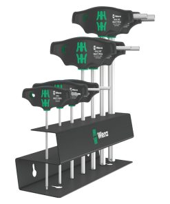 Cle Allen-6 Pans Manche En T Wera 454 Hex Plus Noir-Vert (Avec Support) (Set 7 Pieces) -Marque Allemande Pour Les Ateliers-