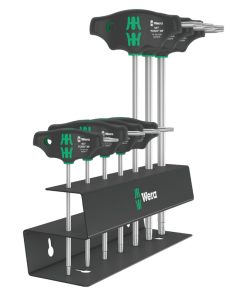 Cle Torx Manche En T Wera 467 Hf Noir-Vert (Avec Support) (Set 7 Pieces) -Marque Allemande Pour Les Ateliers-