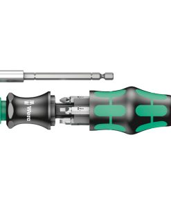 Tournevis Porte Embout Wera 28 Sb Kraftform Kompakt 1-4 (Avec Reserve D'Embout Integree) Noir-Vert (Vendu A L'Unite) -Marque Allemande Pour Les Ateliers-