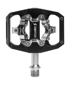 Pedale Gravel - VTT Plate Switch Automatique Alu Cnc Noir 85 X 70 mm (Compatible Shimano SPD) (Paire)