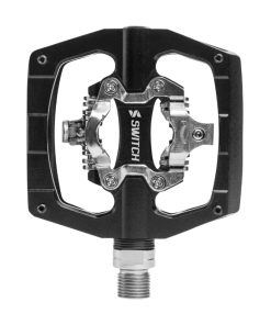 Pedale Gravel - VTT Plate Switch Automatique Alu Cnc Noir 90 X 90 mm (Compatible Shimano SPD) (Paire)