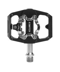 Pedale Gravel - VTT Plate Switch Automatique Ou Standard Alu Cnc Noir 85 X 70 mm (Compatible Shimano SPD) (Paire)
