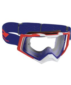 Masque-Lunettes Cross Progrip 3309 TR Rapid Bleu-Rouge-Blanc Ecran Transparent Anti-Rayures-Anti U.V.-Anti-Buee (Homologue Ce-En-N° Ac-96025 Rev.2)