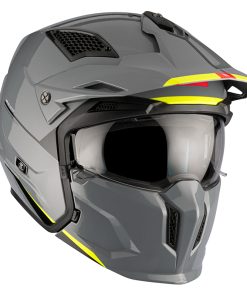 Casque Trial Mt Streetfighter Sv Uni Gris Brillant L Simple Ecran Transparent Transformable Avec Mentonniere Amovible (Livre Avec Un Ecran Supplementaire Dark) (Ece 22.06)