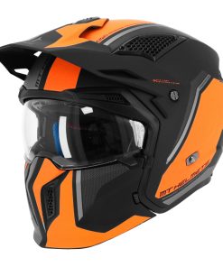 Casque Trial Mt Streetfighter Sv S Twin C4 Noir Mat-Orange Fluo S Simple Ecran Transparent Transformable Avec Mentonniere Amovible (Livre Avec Un Ecran Supplementaire Miroir) (Ece 22.06)