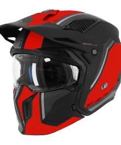 Casque Trial Mt Streetfighter Sv S Twin C5 Noir Mat-Rouge M Simple Ecran Transparent Transformable Avec Mentonniere Amovible (Livre Avec Un Ecran Supplementaire Miroir) (Ece 22.06)