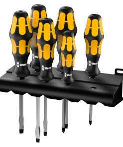 Tournevis Burin Wera 932 S6 Kraftform Cruciforme (Phillip) et Plat Avec Rack de Rangement Noir-Jaune (Set 6 Pieces) -Marque Allemande Pour Les Ateliers-
