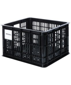 Panier - Caisse Plastique Recycle Basil Noir 29L Avant-Arriere (33X44X25Cm) (Possibilite de Fixer Avec Ref 150413)