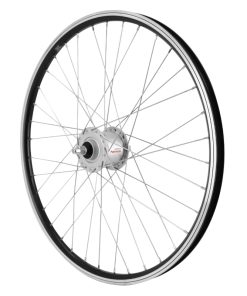 Roue VTT Patin 24" Er10 Avant Noir Moyeu Shimano Dynamo Axe Plein Dh-C3000 6V-3W Jante 19C (Pour Eclairage Avant et Arriere)