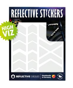 Autocollant-Sticker Reflechissant Pour Velo, Casque Modele Fleche-Chevron Blanc (Planche) -Reflective Berlin-