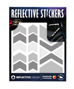 Autocollant-Sticker Reflechissant Pour Velo, Casque Modele Fleche-Chevron Gris (Planche) -Reflective Berlin-