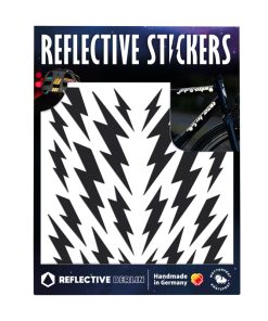Autocollant-Sticker Reflechissant Pour Velo, Casque Modele Eclair Noir (Planche) -Reflective Berlin-
