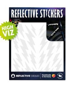 Autocollant-Sticker Reflechissant Pour Velo, Casque Modele Eclair Blanc (Planche) -Reflective Berlin-