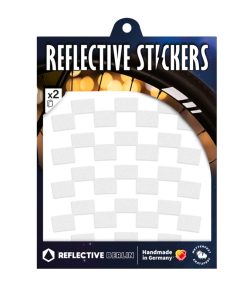 Autocollant-Sticker Reflechissant Pour Roue de Velo Hauteur 20mm Modele Checker Blanc (Planche) -Reflective Berlin-