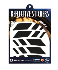 Autocollant-Sticker Reflechissant Pour Roue de Velo Hauteur 20mm Modele Racer Noir (Planche) -Reflective Berlin-