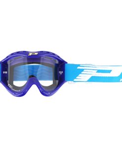 Masque-Lunettes Cross Progrip Enfant 3101 TR Atzaki Bleu Ecran Transparent Anti-Buee-Anti-Uv
