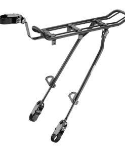 Porte Bagage Velo Arriere Ibera Road Alu Noir 26" À 29" Fixation Sur Haubans et Tige de Selle - Poids Max 7Kgs- Compatible Pakrak Compatible Pour Tout Velo Depourvu de Fixation