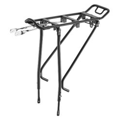 Porte Bagage Velo Arriere A Tringles Ibera Touring Alu Noir Reglable 26" À 29" Pour V-Brake et Frein Disque Compatible Systeme Pakrak et Mik - Poids Max 25Kgs-