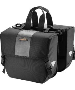 Sacoche Arriere Velo Double Ibera Adjustable Noir 24L Fixation Universelle (33X13X28.5Cm) - Largeur Reglable Par Velcro et Clips Pour Tout Porte Bagage