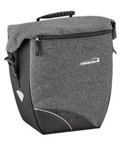 Sacoche Arriere Velo Laterale Ibera Pro Grise 30L Fixation Systeme Pakrak Side (32X16X34Cm) - Compatible Avec Porte Bagage 205653 - Livre Avec Bandouillere