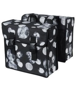 Sacoche Arriere Velo Double Basil Mara Xl 35L Noir Avec Motifs Blancs (43X14X36Cm)