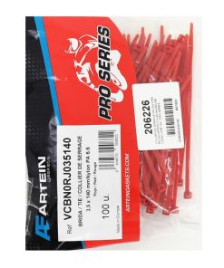 Collier de Serrage Nylon Type Rilsan Artein 3,5X140 mm Rouge (Vendu Par 100) -Pro Series-