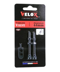 Valve de Pneu Tubeless Presta Velox Alu Noir 44mm Obus Demontable (Vendu A La Paire Sur Carte)