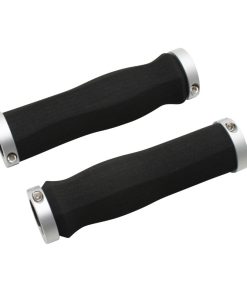 Poignee City Import Anatomique Mousse Noir Serrage Chc Argent L130mm (Paire)