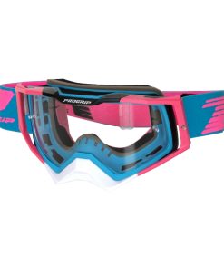 Masque-Lunettes Cross Progrip 3309 TR Rapid Bleu Clair-Fuchsia-Noir Ecran Transparent Anti-Rayures-Anti U.V.-Anti-Buee (Homologue Ce-En-N° Ac-96025 Rev.2)