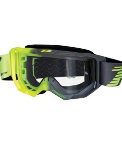 Masque-Lunettes Cross Progrip 3300 TR Vision Jaune Fluo-Gris Ecran Transparent Anti-Rayures-Anti U.V.-Anti-Buee (Homologue Ce-En-N° Ac-96025 Rev.2)