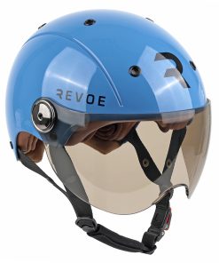 Casque Velo Adulte Revoe Premium Urbain-City Bleu Petrol Taille 59-60 Visiere Reglable, Protection Oreille Amovible (Vendu En Boite) Compatible Ebike et Trottinette - Homologation En1078+A1