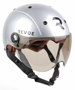 Casque Velo Adulte Revoe Premium Urbain-City Gris Silver Taille 59-60 Visiere Reglable, Protection Oreille Amovible (Vendu En Boite) Compatible Ebike et Trottinette - Homologation En1078+A1