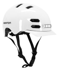 Casque Velo Adulte Newton City V4 Blanc Brillant In-Mold Avec Visiere Taille 58-61 (Vendu En Boite) Eclairage Integre Discret Systeme Fidlock