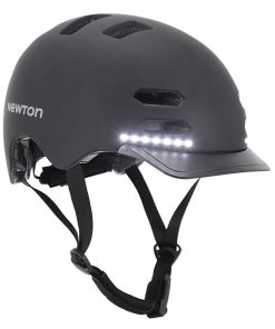 Casque Velo Adulte Newton City V3 Noir Mat In-Mold Avec Visiere Taille 55-58 Avec Systeme Eclairage Avant Arriere Integre En Usb Systeme Fidlock (Vendu En Boite)