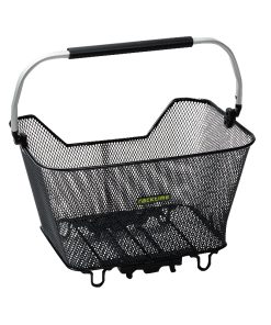 Panier Arriere Fil Acier Racktime Bask It 23L Deluxe Noir Avec Anse Sur Porte Bagage (45X30X33 Cm) - Compatible Systeme Racktime Snapit (Charge Max 10Kg)