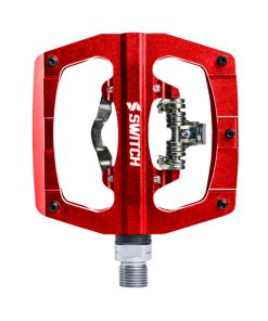 Pedale Gravel - VTT Plate Switch Automatique Ou Standard Alu Cnc Rouge 90 X 90 mm (Compatible Shimano SPD) (Paire)